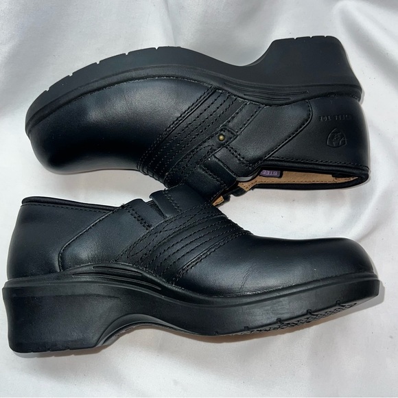 ARIAT Women's Black Leather Steel Toe Oil/Slip resist Safety Work Clogs 7 B - Picture 5 of 16